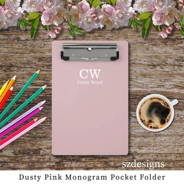 Dusty Pink Custom Initials  Clipboard (Creator Uploaded)