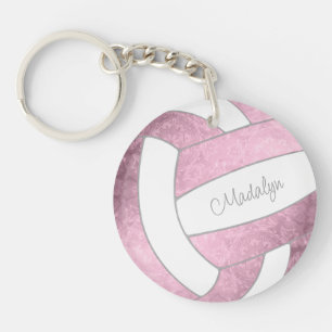 dusty pink custom name volleyball player gifts keychain