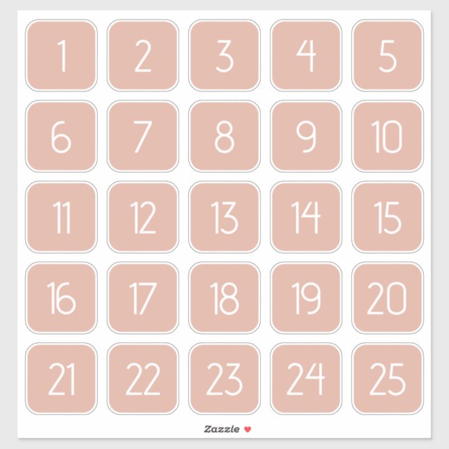 Dusty Pink Customizable Square Number Stickers  (Sheet)