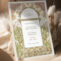 Dusty Pink Daisies Save Date Art Nouveau Mucha