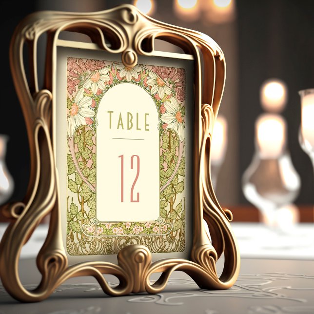 Dusty Pink Daisy Table Numbers Vintage Art Nouveau (Creator Uploaded)