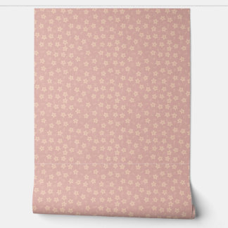 Dusty Pink Ditsy Floral Cottagecore Linen Texture Wallpaper