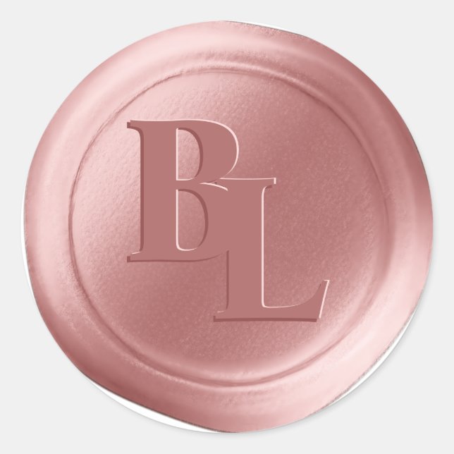 Dusty Pink Double Monogram Faux Wax Seal Stickers (Front)
