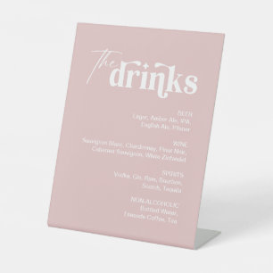 Dusty Pink Drink Menu Wedding Bar Pedestal Sign