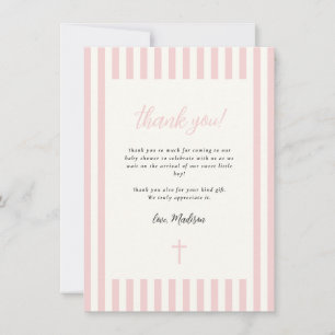 Dusty Pink Elegant Bow Boy Baby Shower Thank You Card