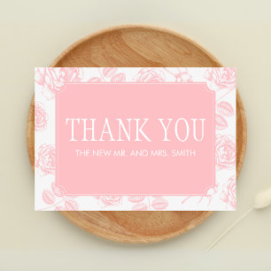 Dusty Pink Elegant Chinoiserie Wedding Thank You Card