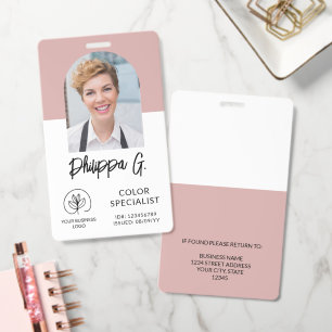 Dusty Pink Employee ID with Photo & Logo Badge
