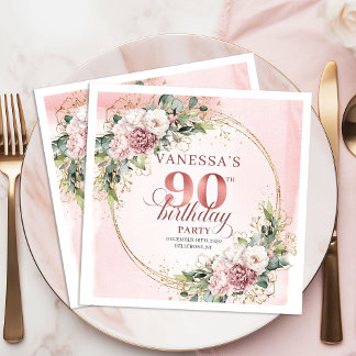 Dusty Pink Eucalyptus Boho 90th Birthday Party   Napkin