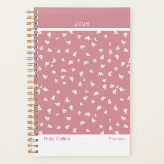 Dusty Pink Feminine Minimalist Floral Planner