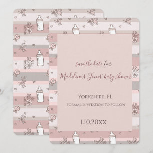 Dusty Pink  Floral Baby Girl Shower Save the date