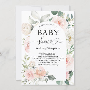 Dusty Pink Floral Baby Shower Invitation