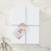 Dusty Pink Floral Boho Teddy Bear Baby Girl Party Gift Tags (With Twine)