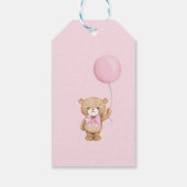 Dusty Pink Floral Boho Teddy Bear Baby Girl Party Gift Tags (Back)