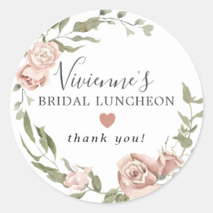 Dusty Pink Floral Bridal Luncheon Favour Seal