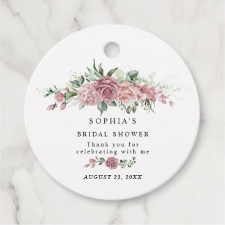Dusty Pink Floral Bridal Shower Favour Tags