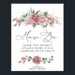 Dusty Pink Floral Bridal Shower Mimosa Bar Poster<br><div class="desc">Elegant dusty pink floral bridal shower mimosa bar poster with romantic watercolor roses. Add a refined and romantic touch to your bridal shower drink station with this Dusty Pink Floral Bridal Shower Mimosa Bar Poster, designed with soft watercolor roses and delicate greenery in a timeless dusty pink palette. Perfect for...</div>