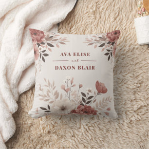 Dusty Pink Floral Budget Wedding or Anniversary Throw Pillow