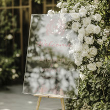 Dusty Pink Floral Crest Monogram Wedding Welcome