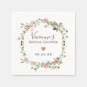 Dusty Pink Floral Eucalyptus Bridal Shower Napkin