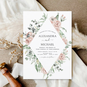 Dusty Pink Floral Eucalyptus Greenery Wedding Invi Invitation