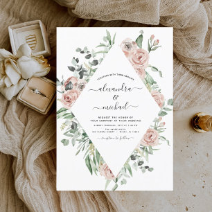 Dusty Pink Floral Eucalyptus Greenery Wedding Invi Invitation