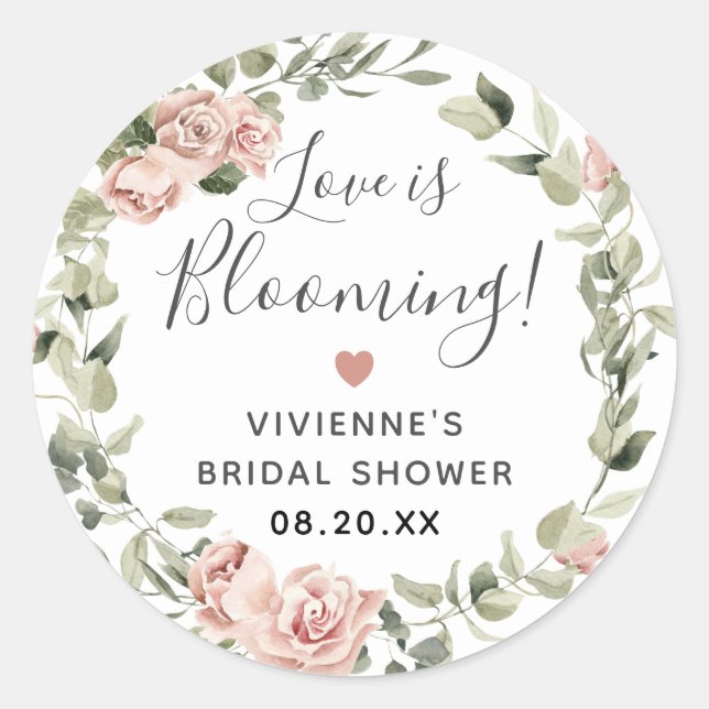 Dusty Pink Floral Love is Blooming Envelope Seal (Front)