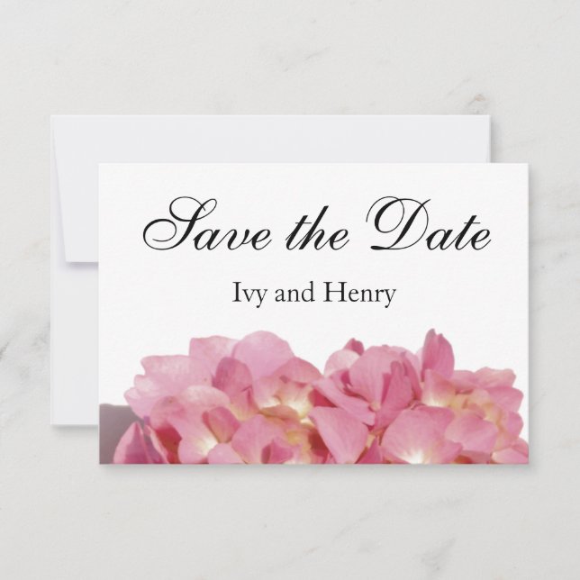 Dusty pink floral  Rose hydrangea Save The Date (Front)