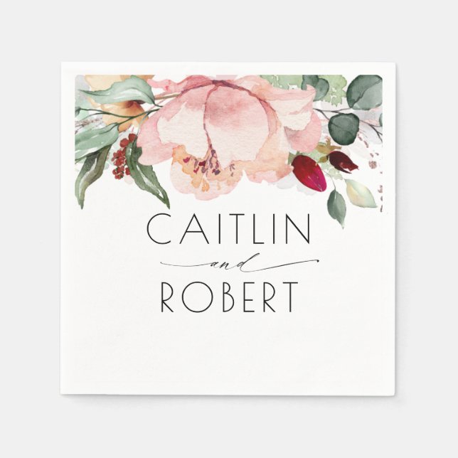 Dusty Pink Floral Rustic Fall Napkin (Front)