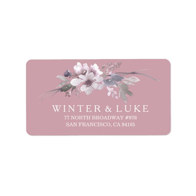 Dusty Pink Floral Watercolor Wedding Address Label (Front)