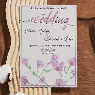 Dusty Pink Floral Watercolor Wedding Invitation