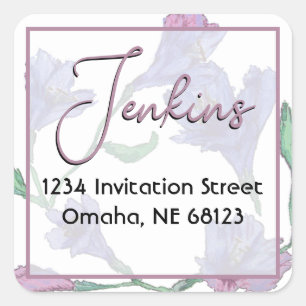 Dusty Pink Floral Watercolor Wedding Square Sticker