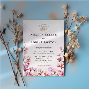 Dusty Pink Floral Wedding Invitation