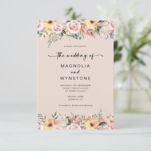 Dusty Pink Floral Wedding Invitation