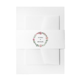 Dusty Pink Floral Wedding Invitation Belly Band