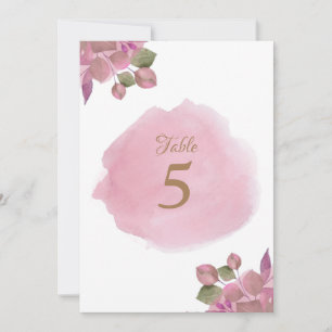 Dusty Pink Floral Wedding Table Number