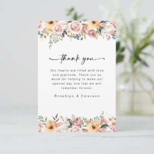 Dusty Pink Floral Wedding Thank You Card