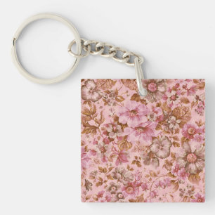 Dusty Pink Floral with Texture Keychain