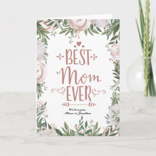Dusty Pink Floral Wreath Best Mom Ever Mothers Day Card
