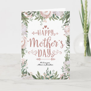 Dusty Pink Floral Wreath Happy Mothers Day Card