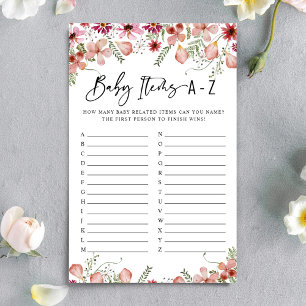 Dusty Pink Florals Baby Items Baby Shower Game