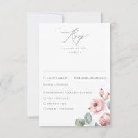 Dusty Pink Flowers Elegant Dreamy Wedding RSVP