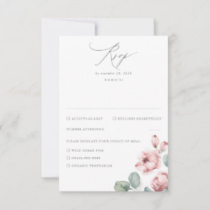 Dusty Pink Flowers Elegant Dreamy Wedding RSVP