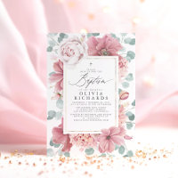 Dusty Pink Flowers Elegant Girls Baptism