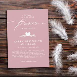 Dusty Pink Forever In Our Hearts Baby Memorial Invitation