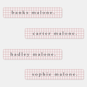 Dusty Pink Gingham Waterproof Name
