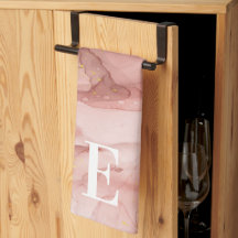 Dusty Pink Gold Agate Alcohol Ink Monogrammed  