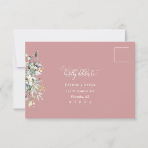 Dusty Pink Greenery Response Card 4 meal choice