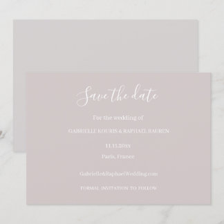 Dusty Pink Grey and White Save The Date Wedding Invitation