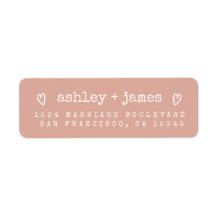 Dusty Pink Heart Couple Return Address