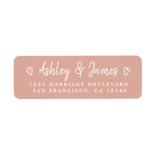 Dusty Pink Heart Script Couple Return Address